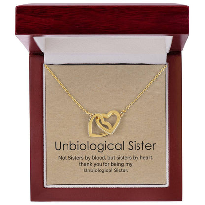 Unbiological Sister Gift Best Friend Necklace Big Little Sorority Soul Sister Bridesmaid Gift Interlocking Hearts Necklace