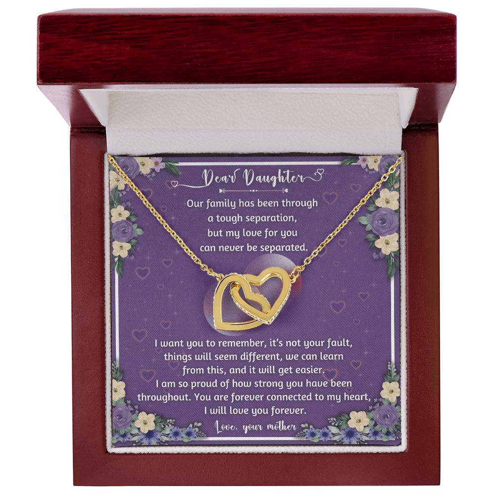 Forever Connected Hearts Necklace To My Daughter - A Never Separated Love - From Mother Interlocking Hearts Necklace
