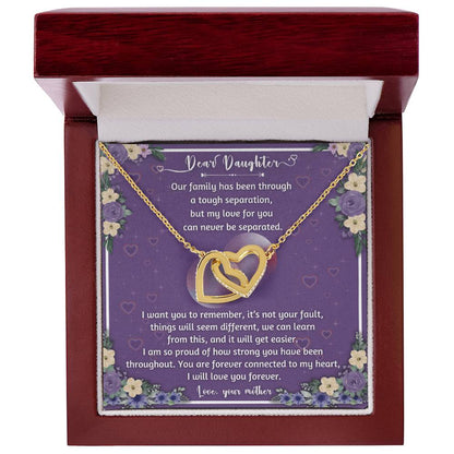 Forever Connected Hearts Necklace To My Daughter - A Never Separated Love - From Mother Interlocking Hearts Necklace