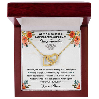 Forever Bonding Heart Necklace Gift Set - To My Daughter You Can Conquer The World Interlocking Hearts Necklace