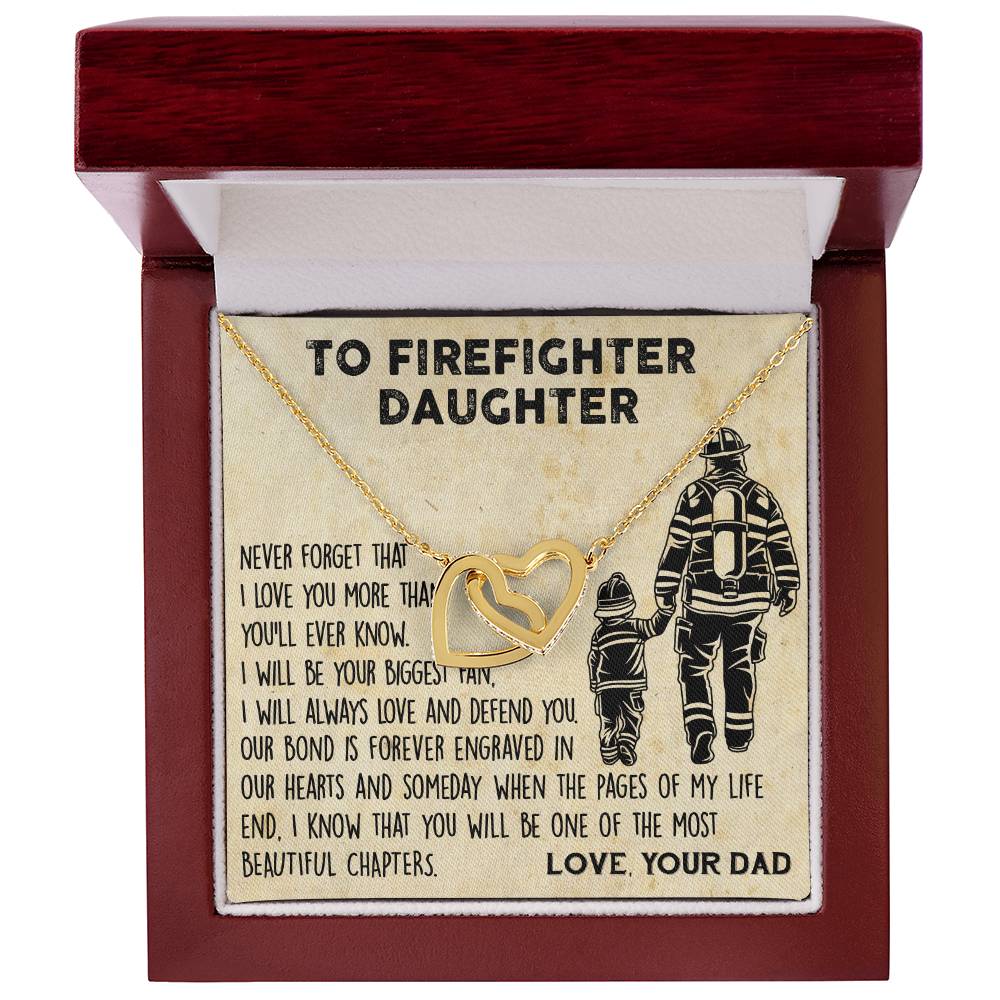 Firefighter Daughter Gift To Firefighter Daughter Gift From Dad Firefighter Daughter Necklace Interlocking Hearts Necklace