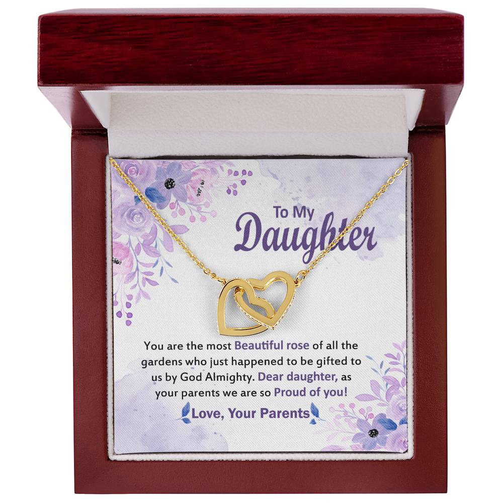 Gift For Daughter From Parents Message Card Necklace Interlocking Hearts Necklace
