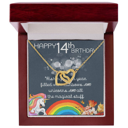 14Th Birthday Necklace Gifts For Girls Cute Unicorn 14 Years Old Girl Jewelry Gift For Daughter Niece Interlocking Necklace Xu246Il07 Interlocking Hearts Necklace