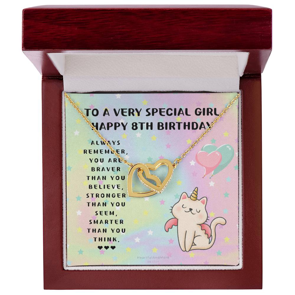 8Th Birthday Gift 8Th Birthday Necklace Gift Happy 8Th Birthday Gift Gift For 8 Year Birthday Girl Interlocking Hearts Necklace