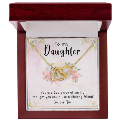 Gift For Daughter From Mom - Lifelong Friend Interlocking Hearts Necklace