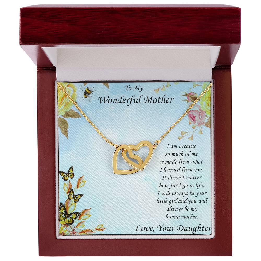 Beautiful Gold And Silver Interlocking Hearts Necklace Gift For Mother From Daughter