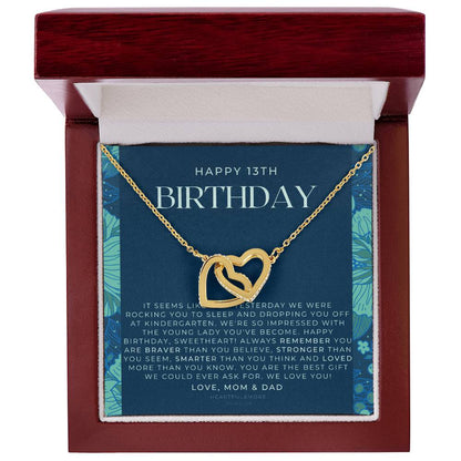 Gift For 13 Year Old Girl Gifts 13Th Birthday Girl 13Th Birthday Gift Thirteenth Birthday Necklace Teen Birthday Gift Official Teenager Interlocking Hearts Necklace