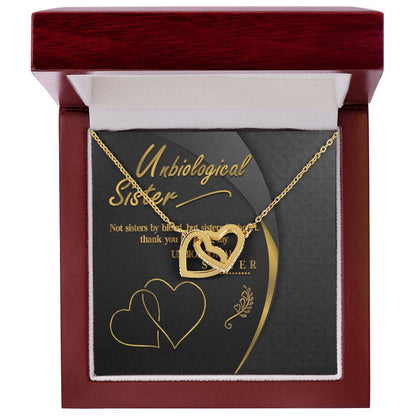 Unbiological Sister Interlocking Hearts Necklace