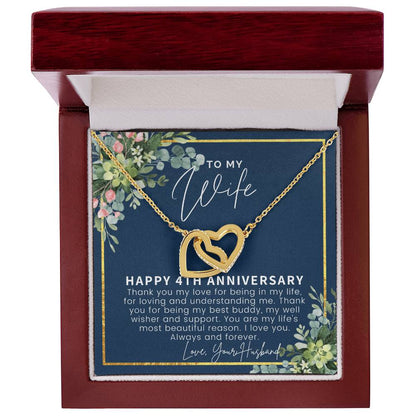 4 Year Anniversary Gifts 4Th Anniversary Gift Ideas 4Th Anniversary Gift For Wife 4 Year Wedding Anniversary Gift For Her Interlocking Hearts Necklace