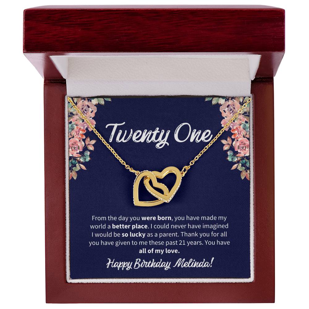 Twenty One Birthday All Of My Love Interlocked Hearts Necklace Interlocking Hearts Necklace