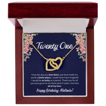 Twenty One Birthday All Of My Love Interlocked Hearts Necklace Interlocking Hearts Necklace