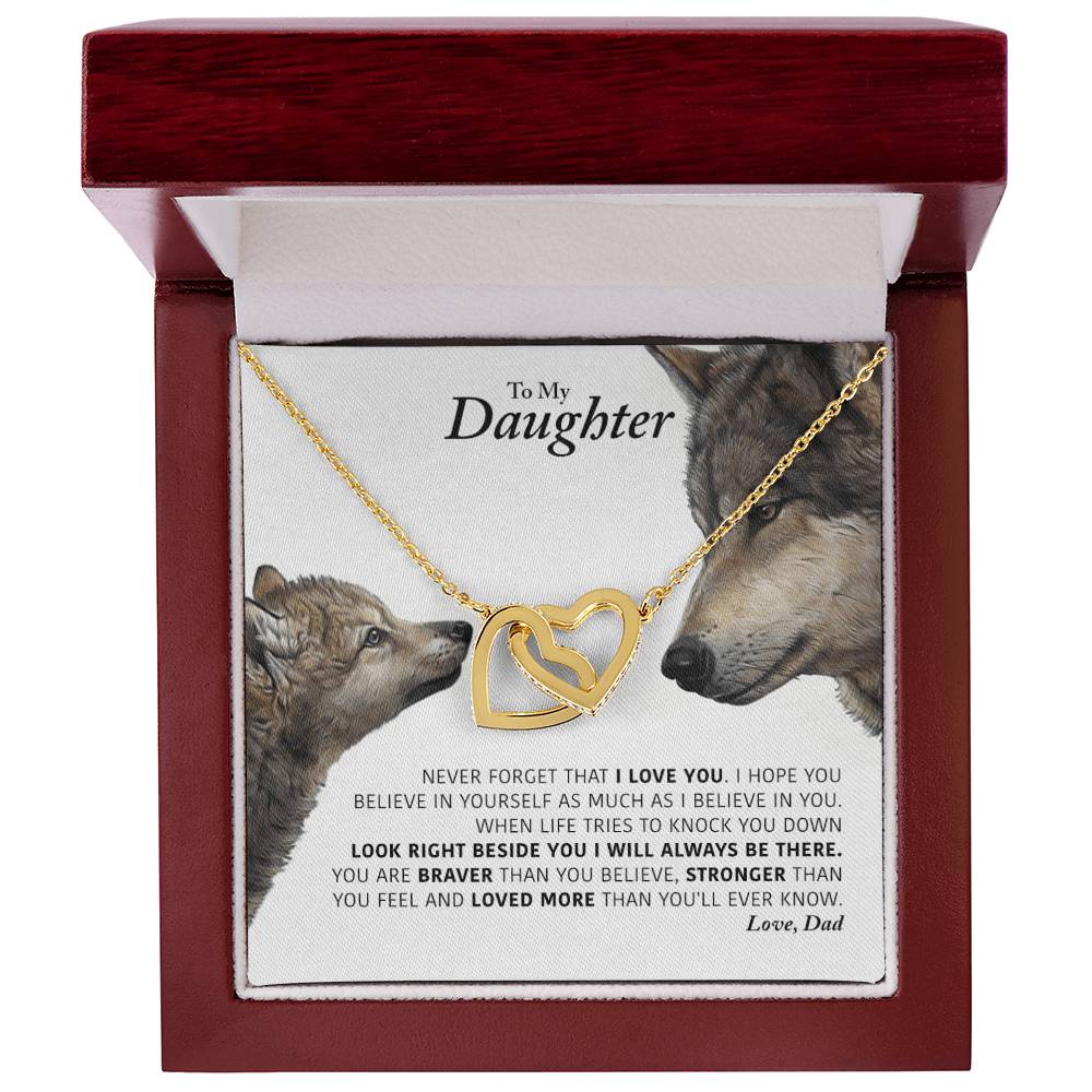 Daughter - I Will Always Be There Dad In Usa Interlocking Hearts Necklace