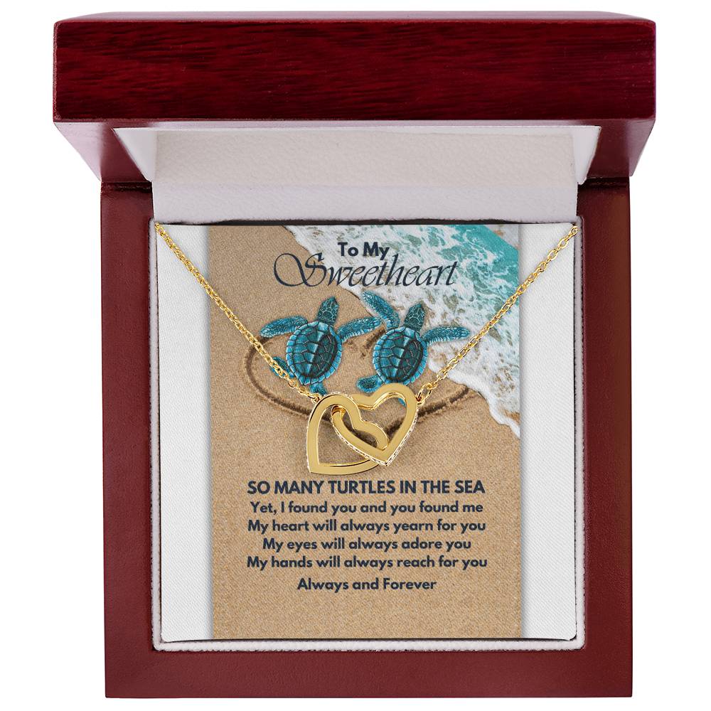 Turtle Love Interlocking Hearts Necklace