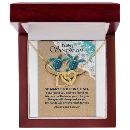 Turtle Love Interlocking Hearts Necklace