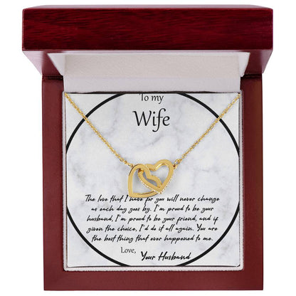 To My Wife The Love That I Have For You - White Interlocking Hearts Necklace