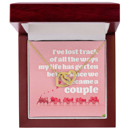 For My Loving Girlfriend Interlocking Hearts Necklace