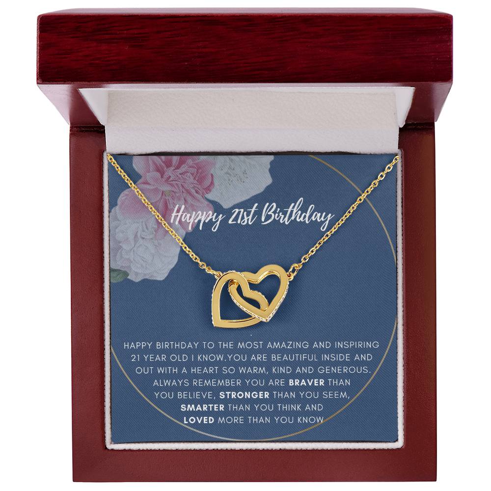 21St Birthday Gift Rose Gold And White Gold Interlocking Hearts Interlocking Hearts Necklace