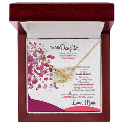 A Bond That Can Never Be Undone - Interlocking Hearts Necklace Gift For Daughter From Mom