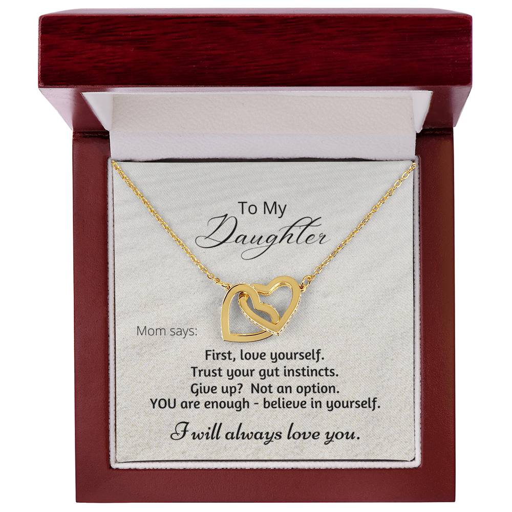 Gift For Daughter Linked Hearts Mom Says Encouragement Message Interlocking Hearts Necklace