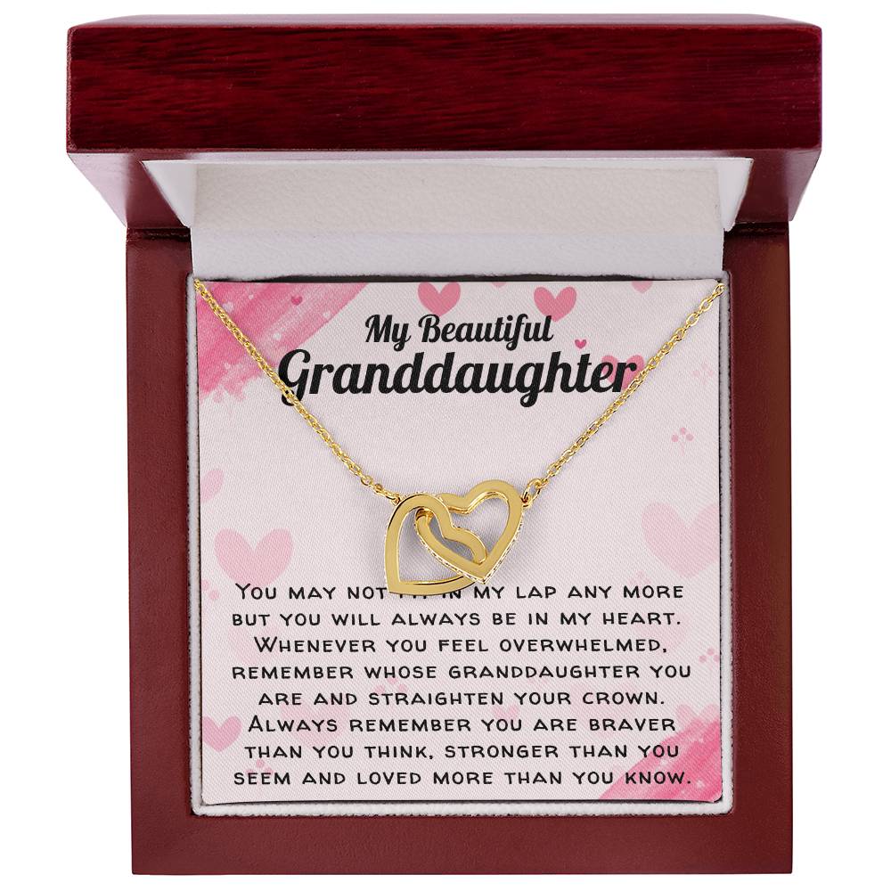 Beautiful Granddaughter Necklace - You Will Always Be In My Heart Interlocking Hearts Necklace
