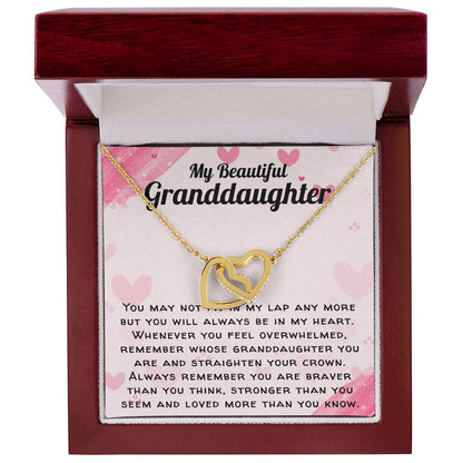 Beautiful Granddaughter Necklace - You Will Always Be In My Heart Interlocking Hearts Necklace