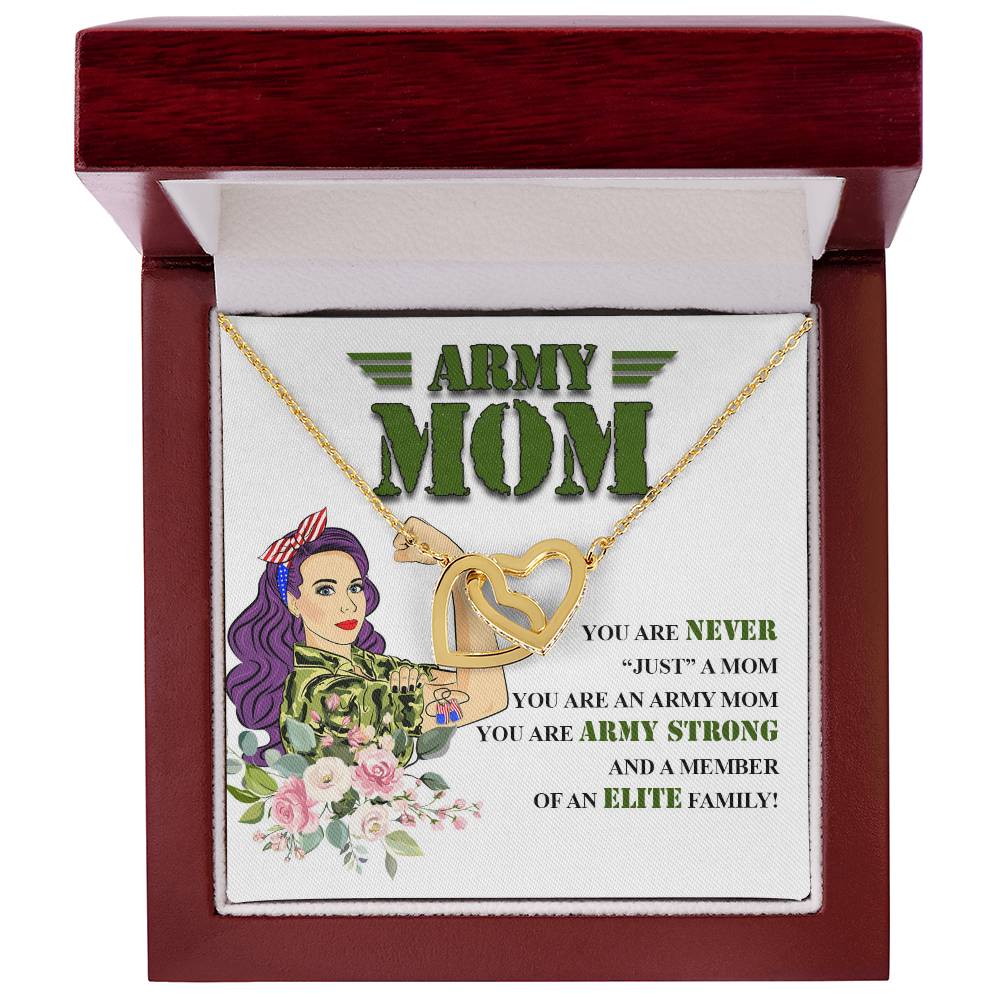 Army Mom Gift - Strong Mom - The Interlocking Heart Necklace Interlocking Hearts Necklace