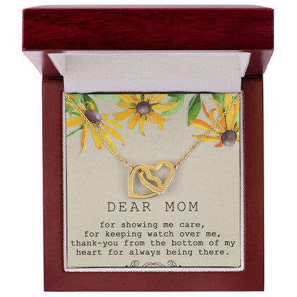 Dear Mom Interlocking Hearts Necklace Message Card