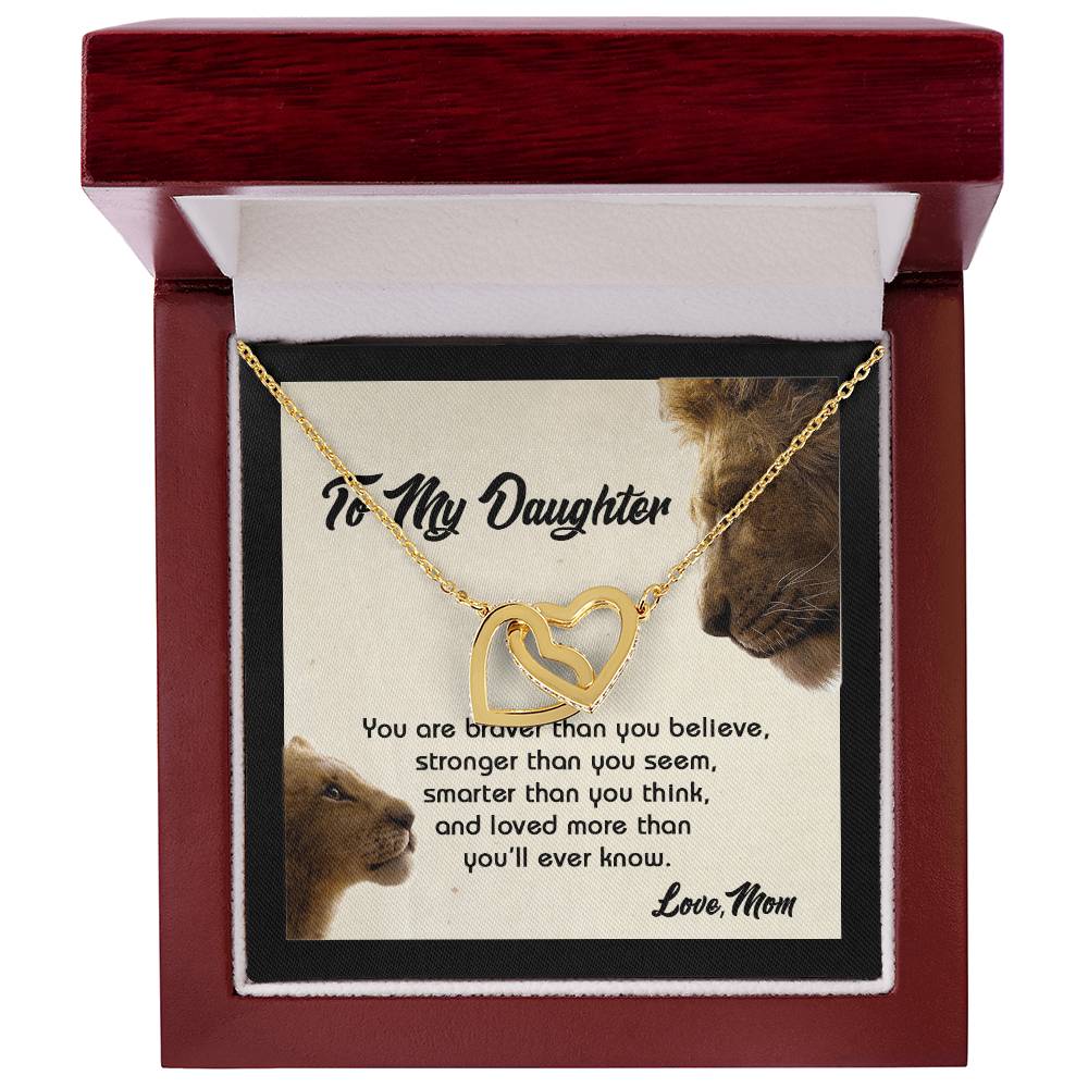Gift For Daughter - You Are Braver - The Interlocking Heart Necklace Interlocking Hearts Necklace