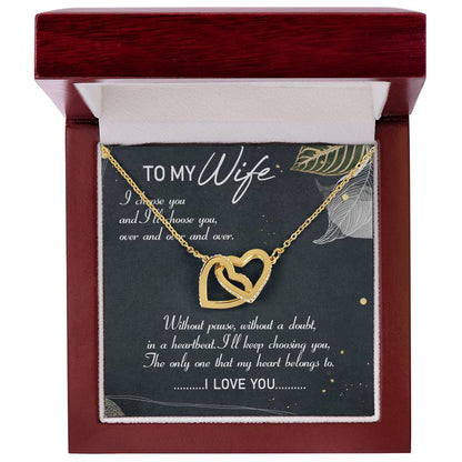 To My Wife Interlocking Hearts Necklace Message Card