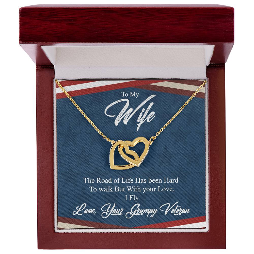 To My Wife-With Your Life I Fly-Interlocking Necklace Interlocking Hearts Necklace