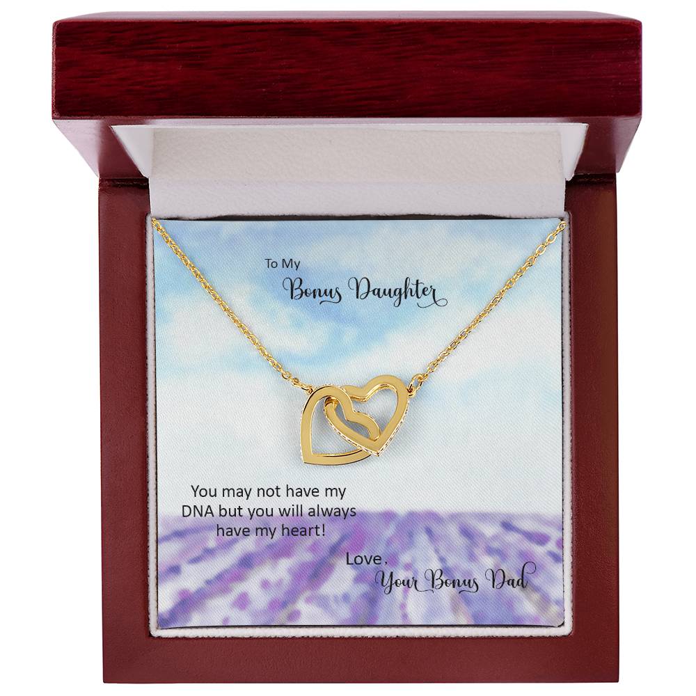 Bonus Daughter From Bonus Dad No Dna But You Have My Heart Interlocking Hearts Necklace