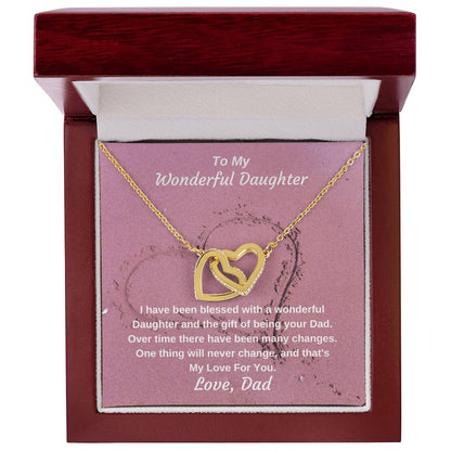 To My Wonderful Daughter Gift Of Being Your Dad Personalized Necklace Gift Interlocking Hearts Necklace