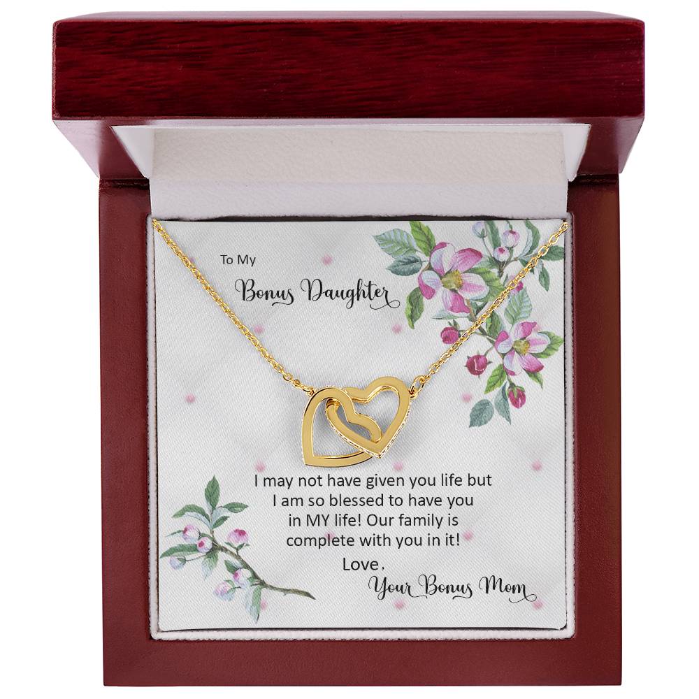 Bonus Daughter From Bonus Mom No Dna But You Have My Heart Interlocking Hearts Necklace