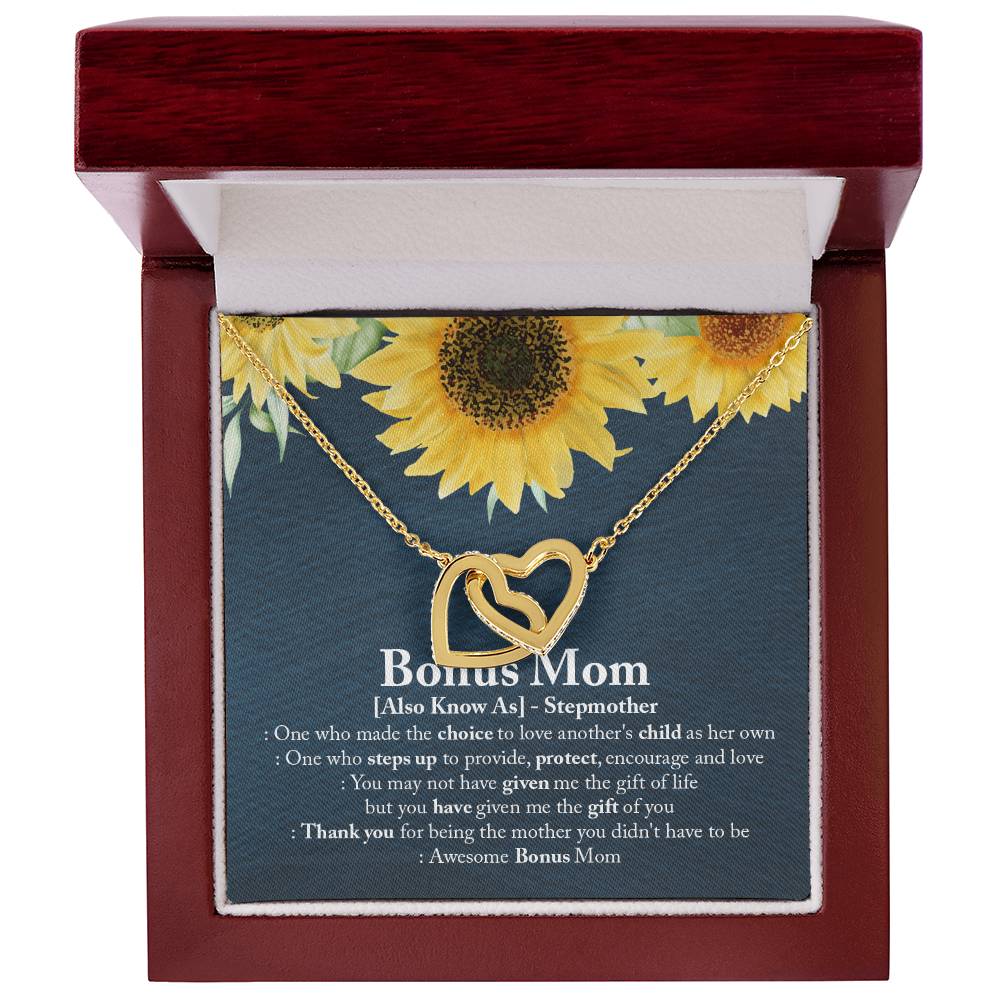 Awesome Bonus Mom - Interlocking Heart Necklace Interlocking Hearts Necklace