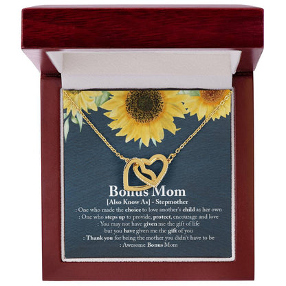 Awesome Bonus Mom - Interlocking Heart Necklace Interlocking Hearts Necklace