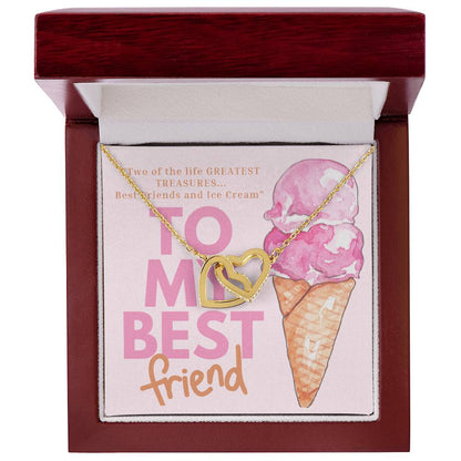 Best Friends And Ice Cream Interlocking Hearts Necklace