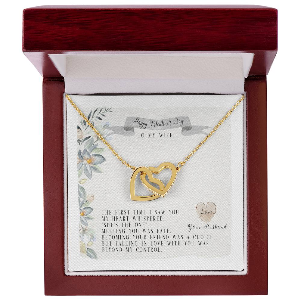 To My Wife-You Are The One-Two Hearts Necklace Interlocking Hearts Necklace