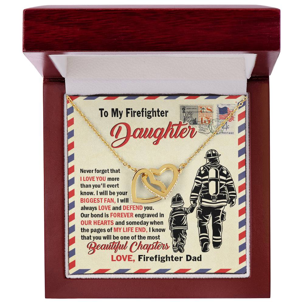 Firefighter Daughter Gift To Firefighter Daughter Gift From Dad Firefighter Daughter Necklace Interlocking Hearts Necklace