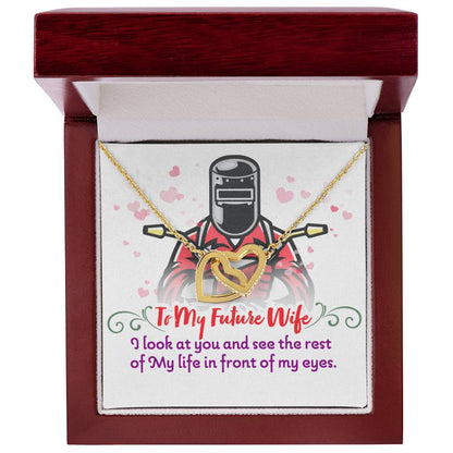 Welder'S Future Wife - Interlocking Heart Necklace Interlocking Hearts Necklace