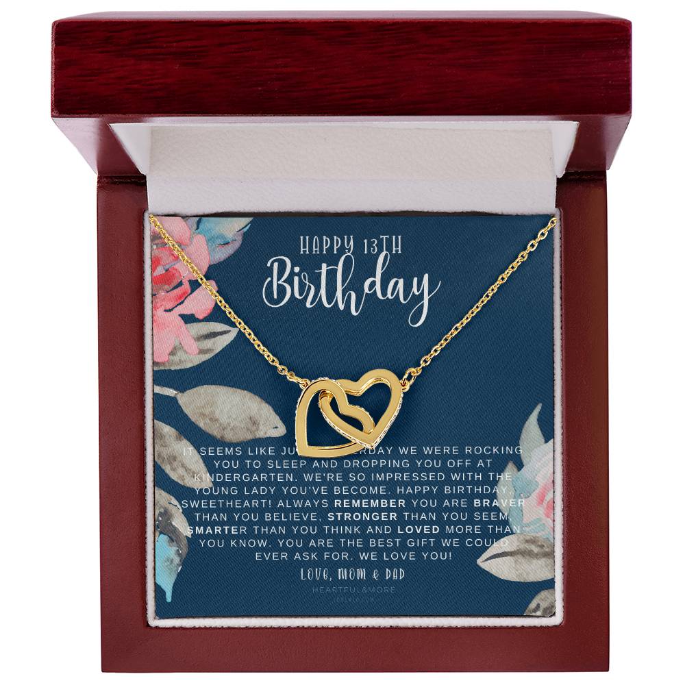 Gift For 13 Year Old Girl Gifts 13Th Birthday Girl 13Th Birthday Gift Thirteenth Birthday Necklace Teen Birthday Gift Official Teenager Interlocking Hearts Necklace