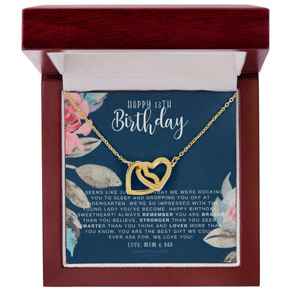 Gift For 13 Year Old Girl Gifts 13Th Birthday Girl 13Th Birthday Gift Thirteenth Birthday Necklace Teen Birthday Gift Official Teenager Interlocking Hearts Necklace