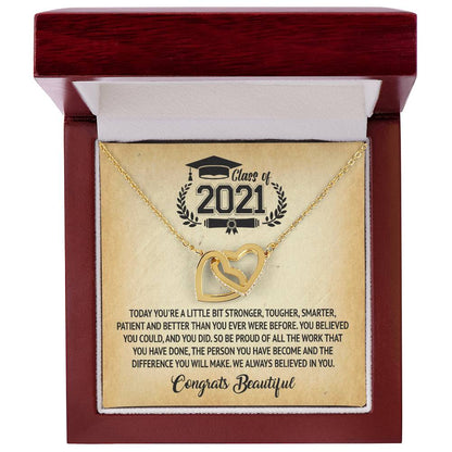 Class Of 2021 - Graduation Interlocking Necklace Interlocking Hearts Necklace