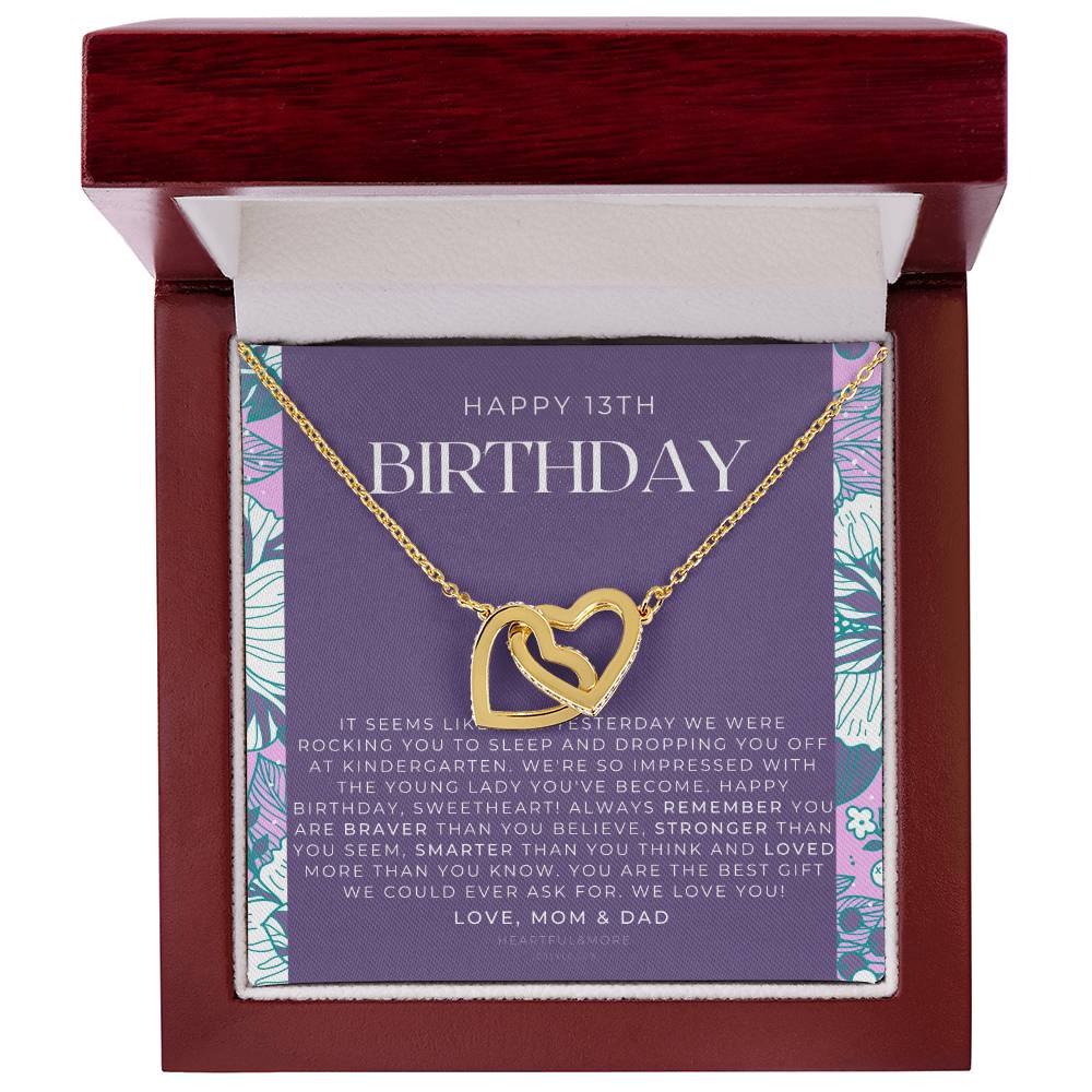 Gift For 13 Year Old Girl Gifts 13Th Birthday Girl 13Th Birthday Gift Thirteenth Birthday Necklace Teen Birthday Gift Official Teenager Interlocking Hearts Necklace