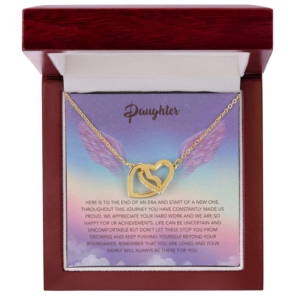 Wings To My Daughter Interlocking Hearts Necklace