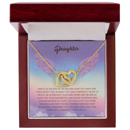 Wings To My Daughter Interlocking Hearts Necklace