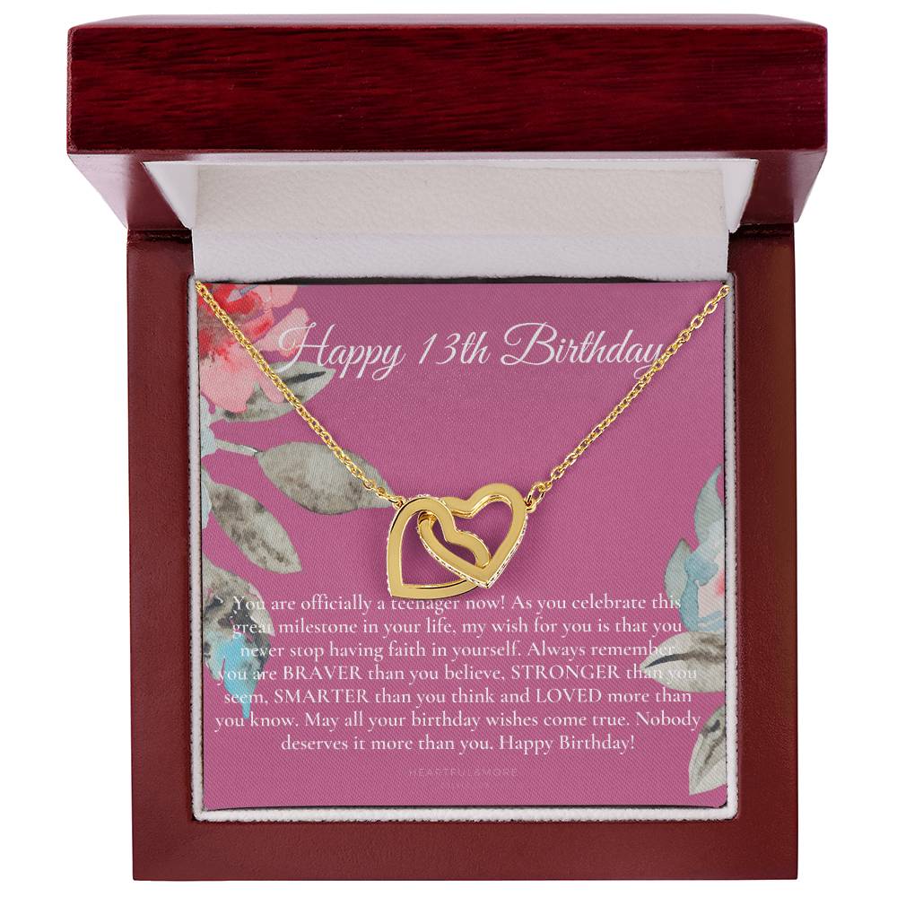 Gift For 13 Year Old Girl Gifts 13Th Birthday Girl 13Th Birthday Gift Thirteenth Birthday Necklace Teen Birthday Gift Official Teenager Interlocking Hearts Necklace