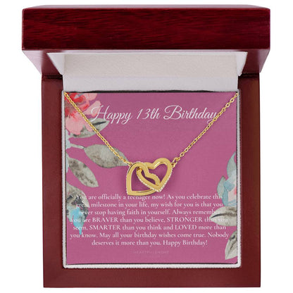 Gift For 13 Year Old Girl Gifts 13Th Birthday Girl 13Th Birthday Gift Thirteenth Birthday Necklace Teen Birthday Gift Official Teenager Interlocking Hearts Necklace