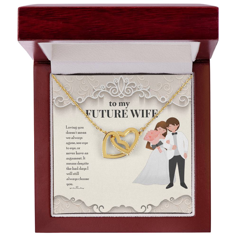 Two Hearts For Wife Interlocking Hearts Necklace