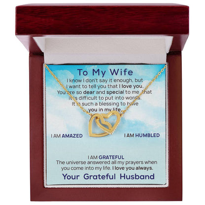 To My Wife Necklace Birthday Gift For Wife Valentine Gift For Wife Anniversary Gifts Necklace For Wife Appreciation Gift For Wife Interlocking Hearts Necklace