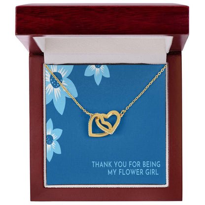 Flower Girl Necklace Personalized Flower Girl Gift Bridal Party Gift Thank You For Being My Flower Girl Card Wedding Gift Box Interlocking Hearts Necklace